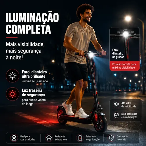 Patinete Elétrico Dobrável 400w 30km/h, Uso Diário