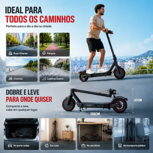 Patinete Elétrico Dobrável 400w 30km/h, Uso Diário