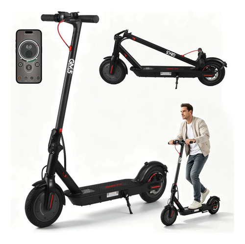Patinete eletrico gm5 p1 preto dobravel com bluetooth 25 kmh