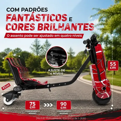 Patinete Elétrico Infantil 6.5 Bluetooth Led 350w Até 120kg