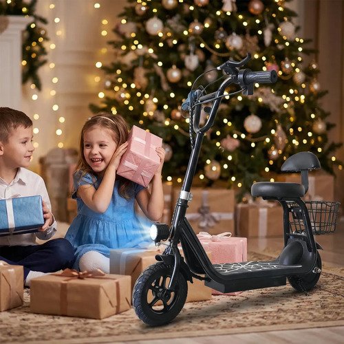 Patinete Elétrico Infantil XXH, Motor 300w Velocidade máxima 18KM/h Bluetooth 3 Velocidades, Faixa De Luz Led Colorida, Pedais Alargados, Até 80kg Preto