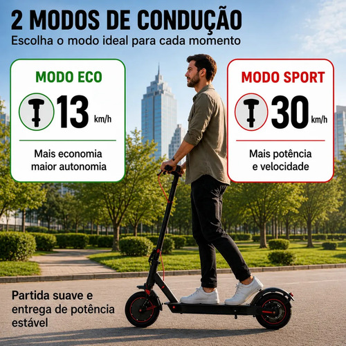 Patinete Elétrico Preto Vermelho Dobrável App Bluetooth Inteligente Motor 400W Carga Máxima 120kg Para Comutação Diária