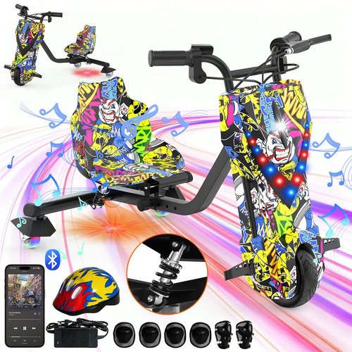 Patinete eletrico triciclo drift infantil 350w 36v bluetooth 1