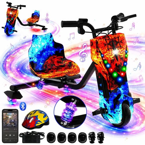 Patinete eletrico triciclo drift infantil 350w 36v bluetooth