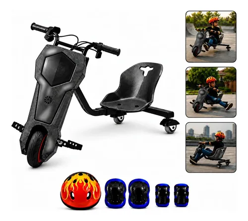 Patinete eletrico triciclo infantil drift 250w com bluetooth