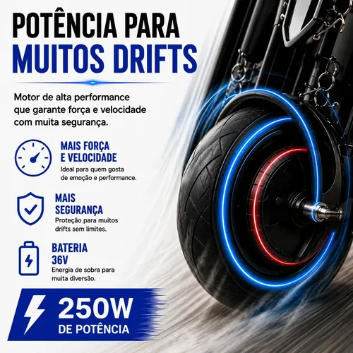 Patinete Elétrico Triciclo Infantil Drift 250w Com Bluetooth
