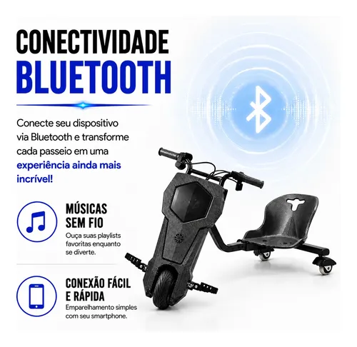 Patinete Elétrico Triciclo Infantil Drift 250w Com Bluetooth