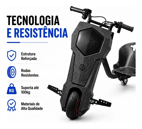 Patinete Elétrico Triciclo Infantil Drift 250w Com Bluetooth
