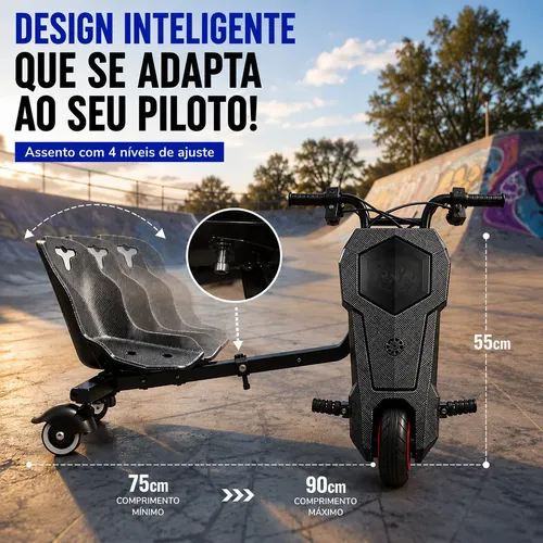 Patinete Elétrico Triciclo Infantil Drift 250w Com Bluetooth