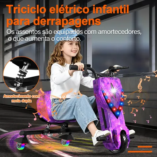 Patinete Elétrico Triciclo Infantil Drift 350w 36v Bluetooth