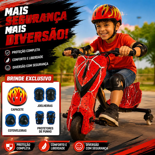 Patinete Elétrico Triciclo Infantil Drift 350w 36v Bluetooth