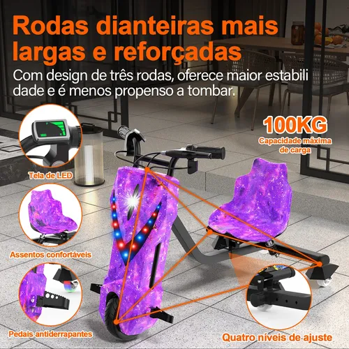 Patinete Elétrico Triciclo Infantil Drift 350w 36v Bluetooth