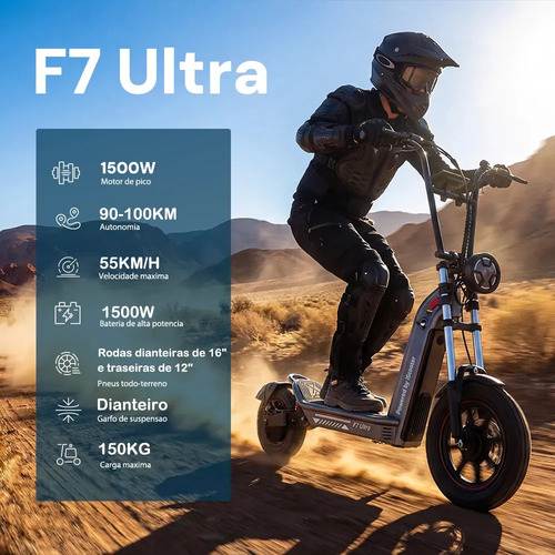 Patinete Elétrico Xroymexroy F7 Ultra 1500W para Todo Terreno com 100km de Autonomia