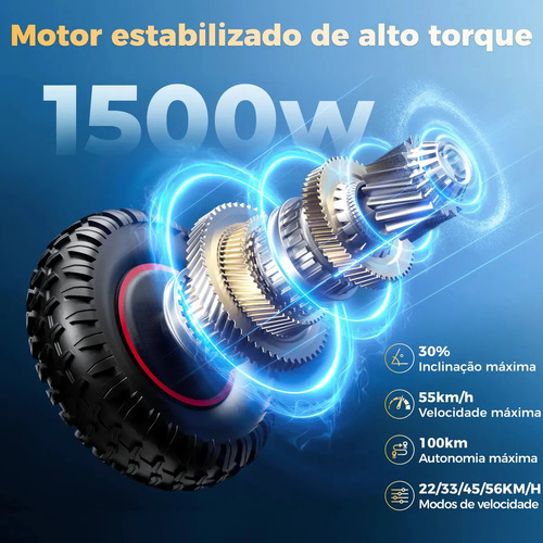 Patinete Elétrico Xroymexroy F7 Ultra 1500W para Todo Terreno com 100km de Autonomia