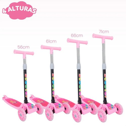 Patinete Infantil 3 Rodas Com Led Dobrável