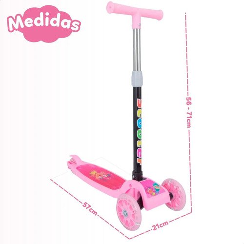 Patinete Infantil 3 Rodas Com Led Dobrável