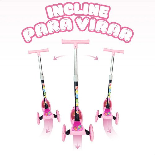 Patinete Infantil 3 Rodas Com Led Dobrável