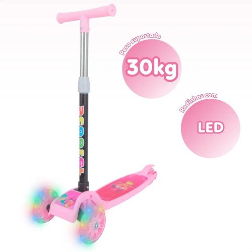 Patinete Infantil 3 Rodas Com Led Dobrável