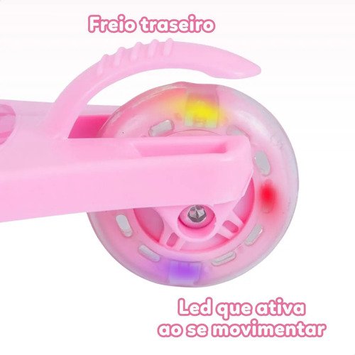 Patinete Infantil 3 Rodas Com Led Dobrável