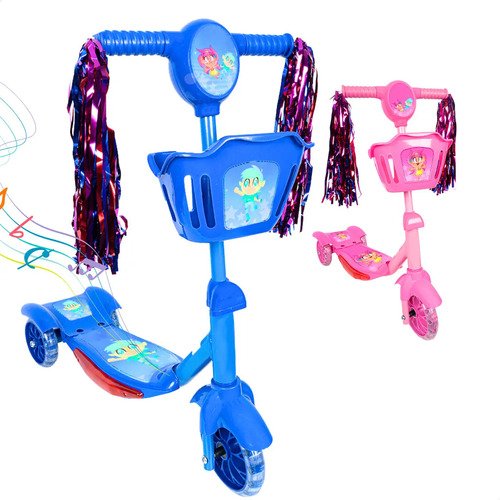 Patinete infantil 3 rodas com led som e cesta menino menina 1