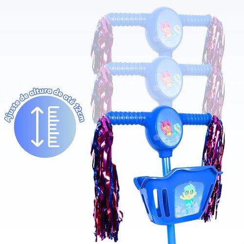 Patinete Infantil 3 Rodas Com Led Som E Cesta Menino Menina Cor Azul