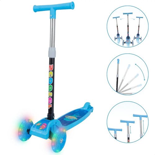 Patinete infantil 3 rodas com leddobravel meninomenina