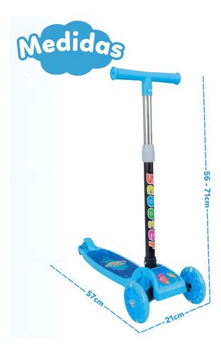Patinete Infantil 3 Rodas com Led/Dobrável Menino/Menina