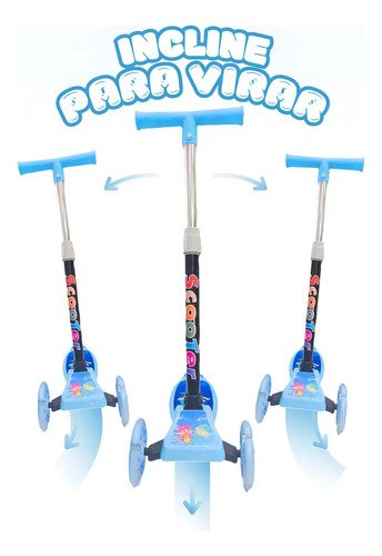 Patinete Infantil 3 Rodas com Led/Dobrável Menino/Menina