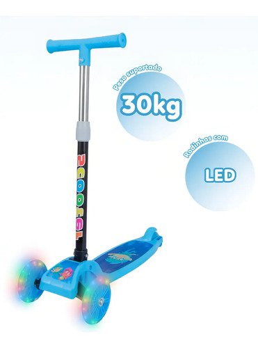 Patinete Infantil 3 Rodas com Led/Dobrável Menino/Menina