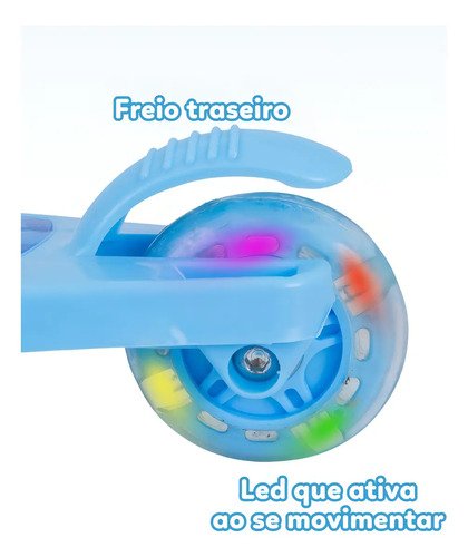 Patinete Infantil 3 Rodas com Led/Dobrável Menino/Menina
