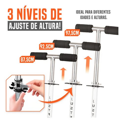 Patinete Infantil Juvenil 2 Rodas Dobrável JustFun Brinquedos Cor Branco
