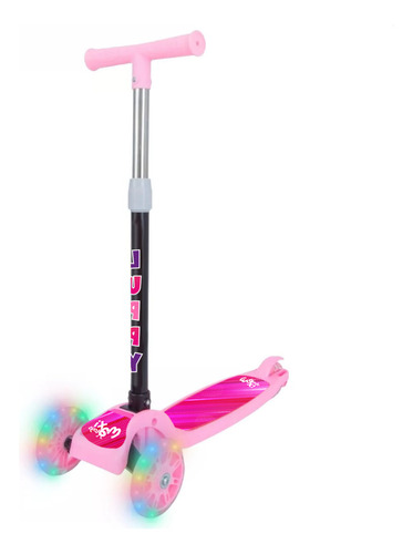 Patinete infantil luppy 3 rodas led dobravel rosa maxi toys
