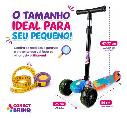 Patinete Infantil Scooter Dobrável Com Led Freio Bv0011 Mega Compras