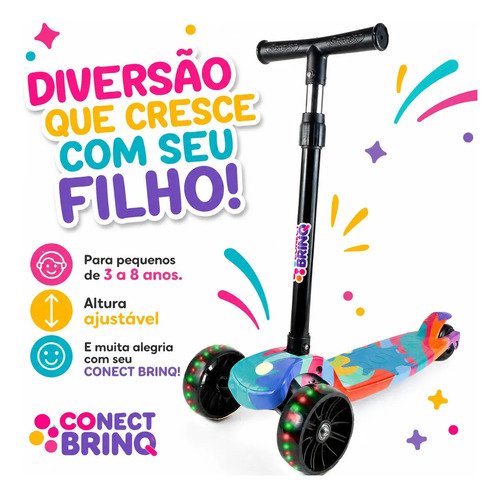 Patinete Infantil Scooter Dobrável Com Led Freio Bv0011 Mega Compras
