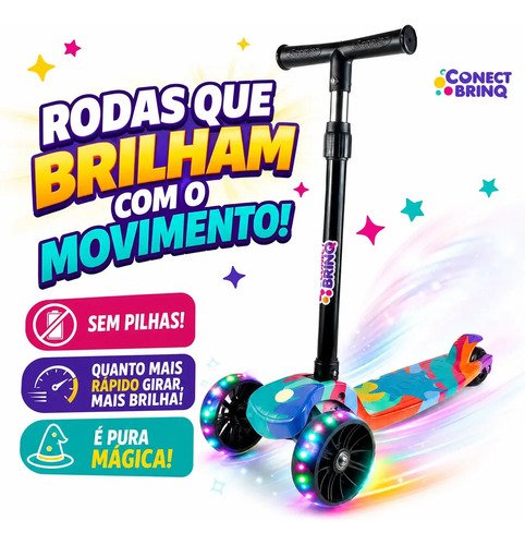 Patinete Infantil Scooter Dobrável Com Led Freio Bv0011 Mega Compras