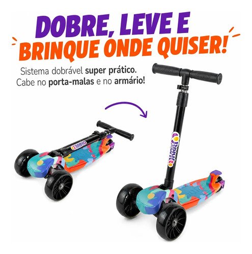 Patinete Infantil Scooter Dobrável Com Led Freio Bv0011 Mega Compras