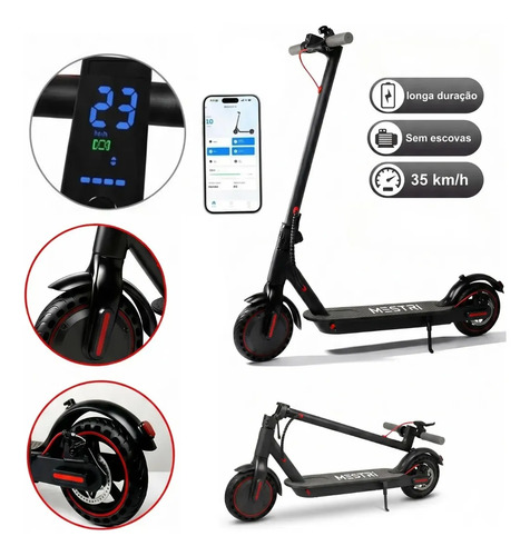 Patinete scooter eletrico dobravel com velocidade e autonomi