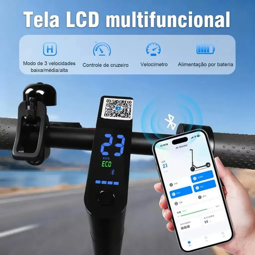 Patinete Scooter Elétrico Dobrável Com Velocidade E Autonomia De 30 Km Bluetooth Cor Preto MESTRI M-140