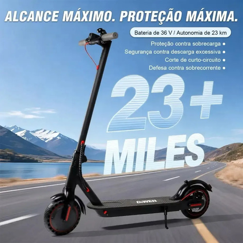 Patinete Scooter Elétrico Dobrável Com Velocidade E Autonomia De 30 Km Bluetooth Cor Preto MESTRI M-140