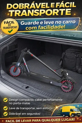 Patinete Scooter Elétrico Dobrável Com Velocidade E Autonomia De 30 Km Bluetooth Cor Preto MESTRI M-140