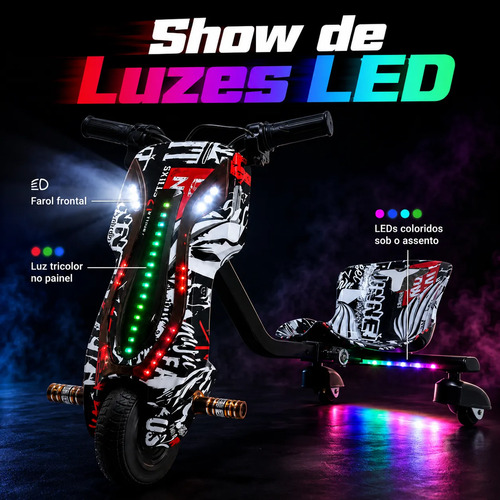 Patinete Triciclo Drift Elétrico 3 Rodas 350w Com Bluetooth