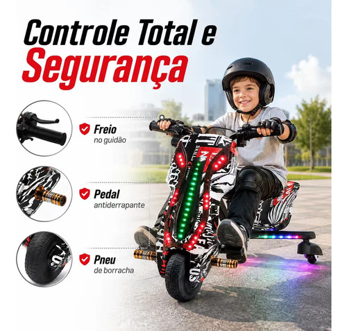 Patinete Triciclo Drift Elétrico 3 Rodas 350w Com Bluetooth