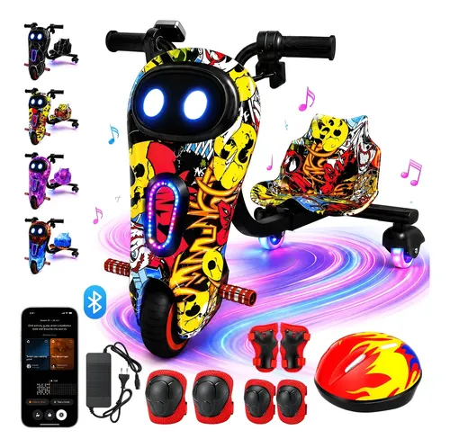 Patinete triciclo eletrico drift infantil c led y bluetooth 1