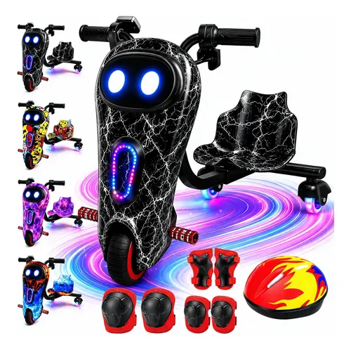 Patinete triciclo eletrico drift infantil c led y bluetooth