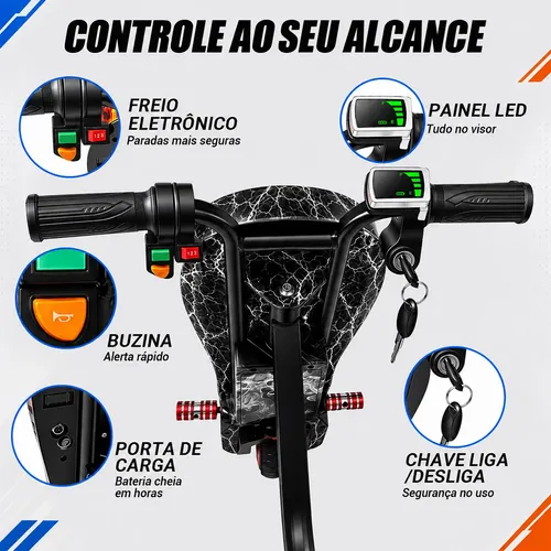 Patinete Triciclo Elétrico Drift Infantil C/ Led Y Bluetooth