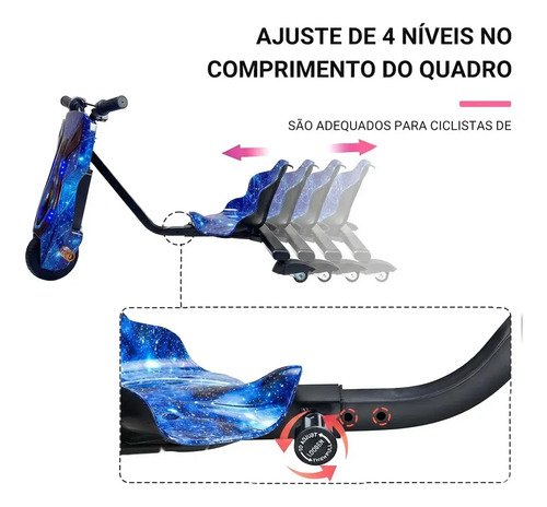 Patinete Triciclo Infantil Drift Elétrico 250w 36v 90kg 15km