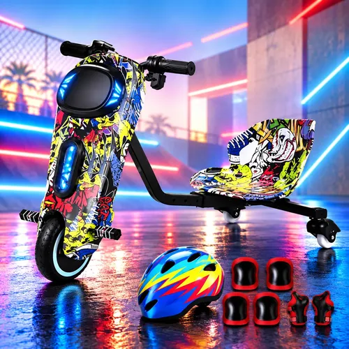 Patinete triciclo infantil drift eletrico brinquedo 100kg