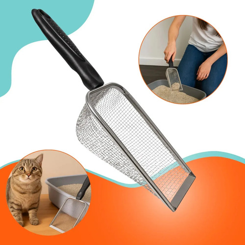 Pazinha higienica coletora pa caixa areia gatos inox peneira