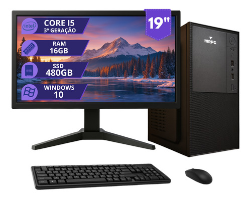 Pc computador completo intel i5 16gb ssd 480gb monitor 19