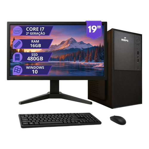 Pc computador completo intel i7 16gb ssd 480gb monitor 19 1